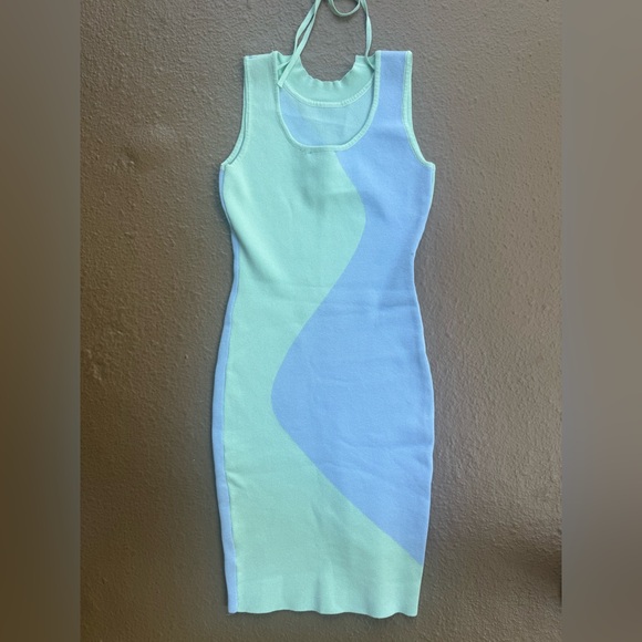 Aachoae Y2K Summer Sleeveless Bright Form-fitting Dress Green & Blue Size S - Picture 10 of 12